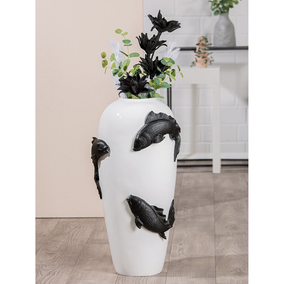 Floor vase Koi black H.73 cm