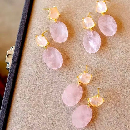 Romantic Rose Quartz Crystal Earrings