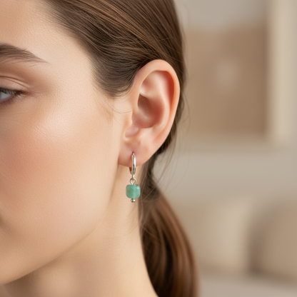 Amazonite Kubus Earrings - Silver