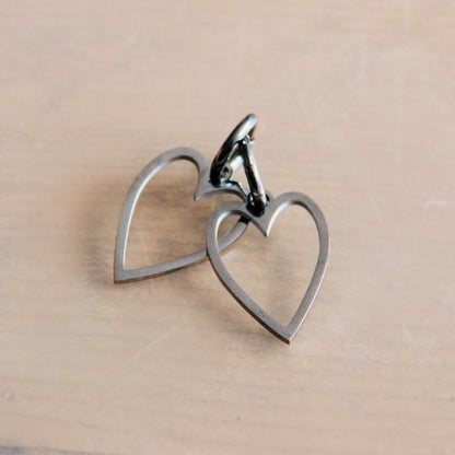 Stainless steel earrings long heart - silver