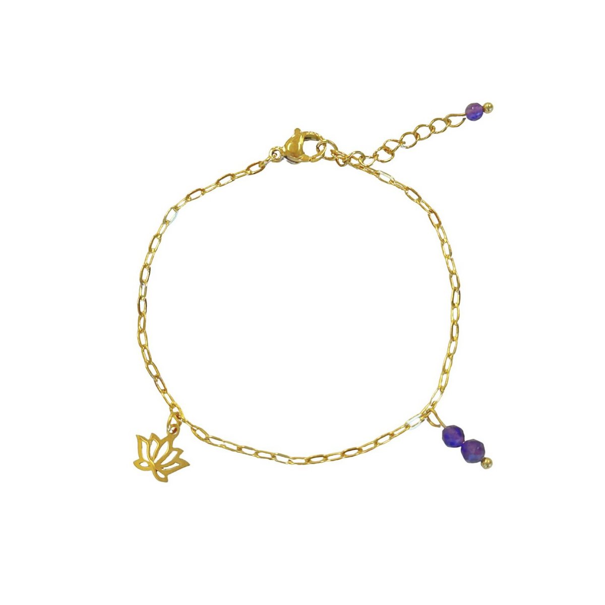 Lotus & Amethist Armband - Gold