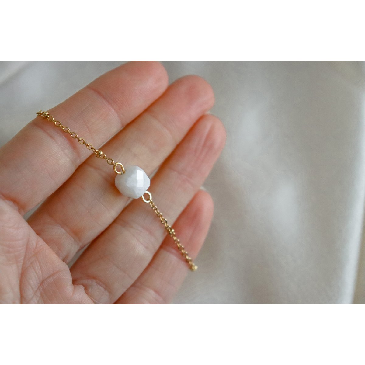 Moonstone Faceted Bracelet - Gold