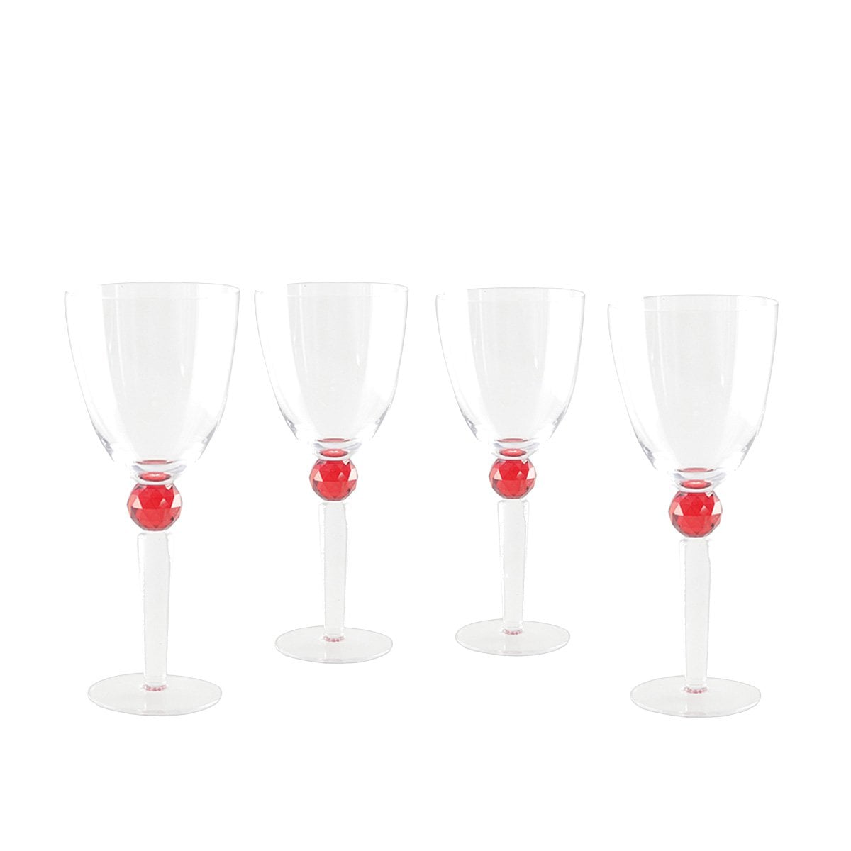Wine glasses with red diamond foot - Lot of 4