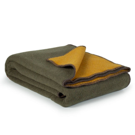 Merino wool bed blanket KHAKI MEADOW