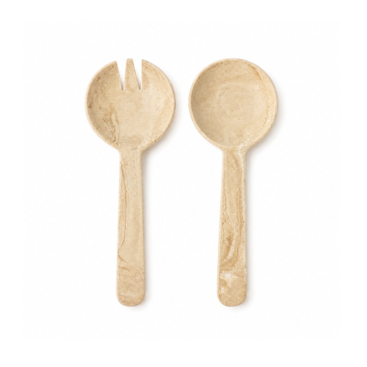 Travertine effect resin salad servers