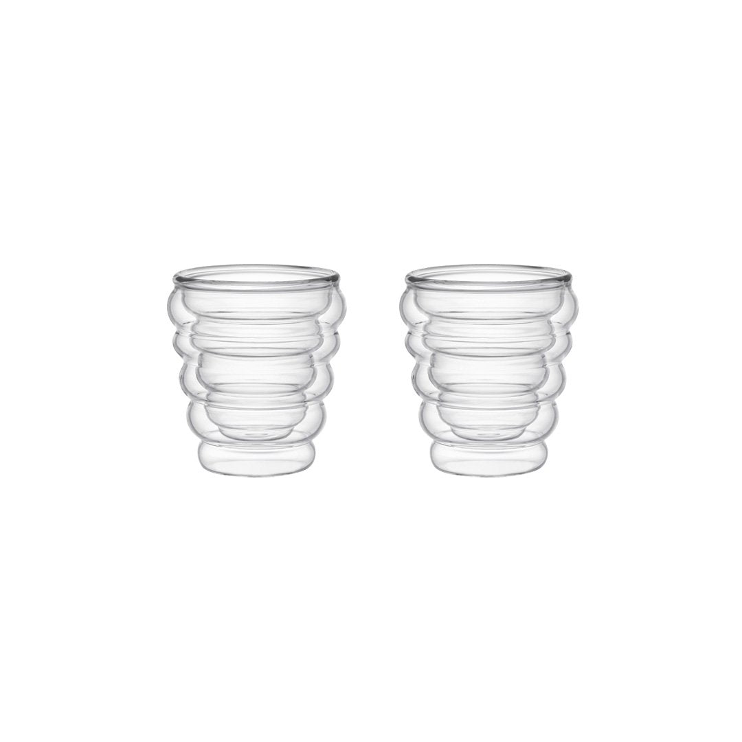 WAVE DOUBLE WALL ESPRESSO COFFEE CUPS 70ML - SET OF 2
