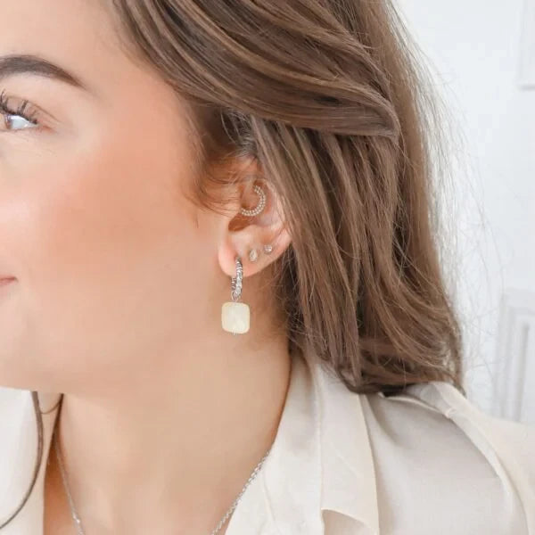 Jade Gemstone Earrings - Silver