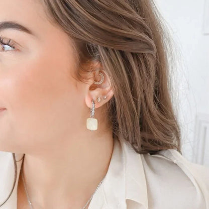 Jade Gemstone Earrings - Silver