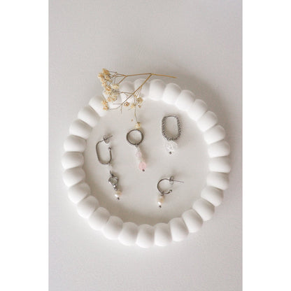 Moonstone and rose quartz earrings - Silver