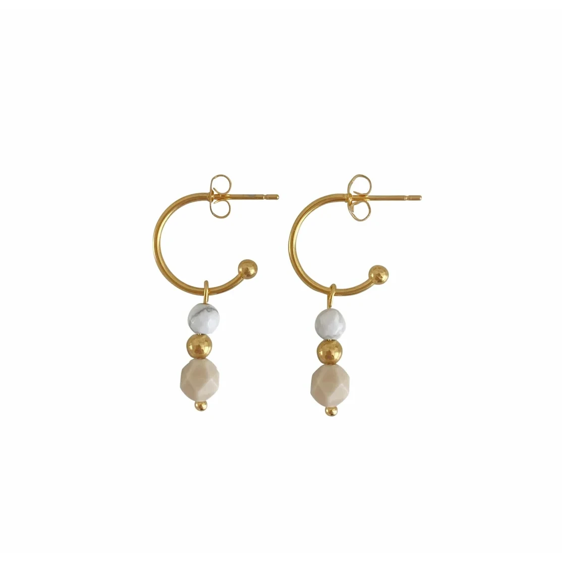 Earrings Howlite & Jade - Gold