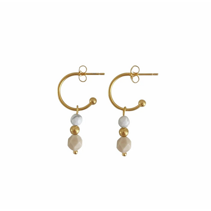 Earrings Howlite & Jade - Gold