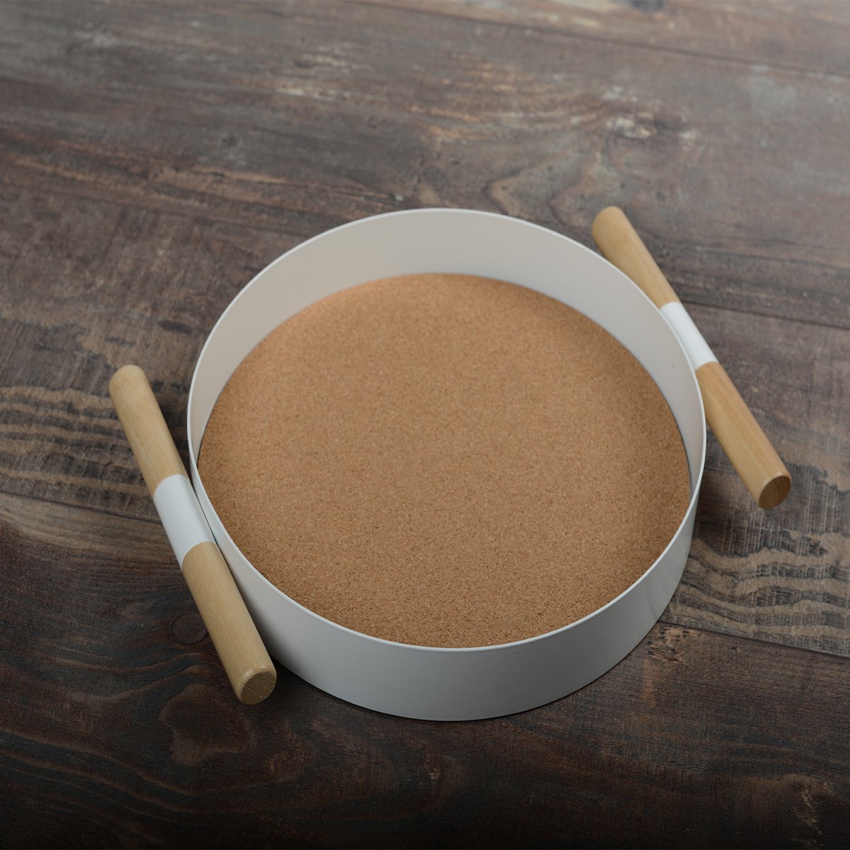 ROUND CORK WHITE TRAY