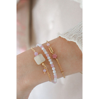 Lucky bracelet Rhodochrosite & Rose Quartz - Gold