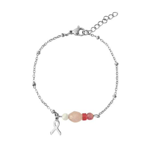 Gemstone Bracelet - Silver - For Pink Ribbon🎗️