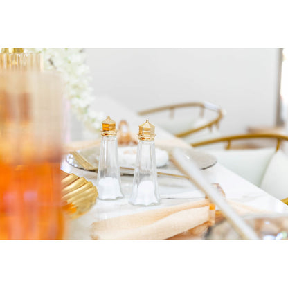 SALIERE ET POIVRIERE DOREE 4.6X4.6X11.5CM