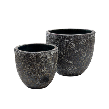 Plant pot - Laki relic black set Ø36/25 x H34/25 cm - (set of 2 pieces)