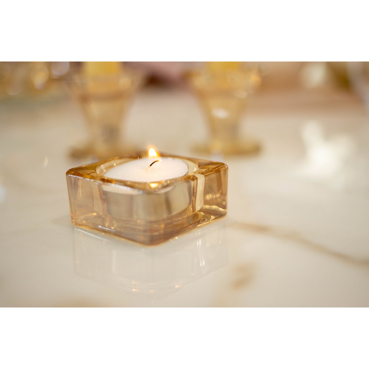 5x5x2.5cm - set amber candlestick
