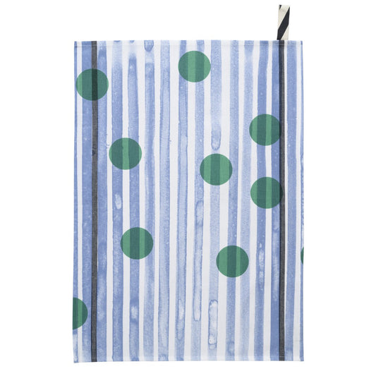Lime White Striped Tea Towel 50 x 70
