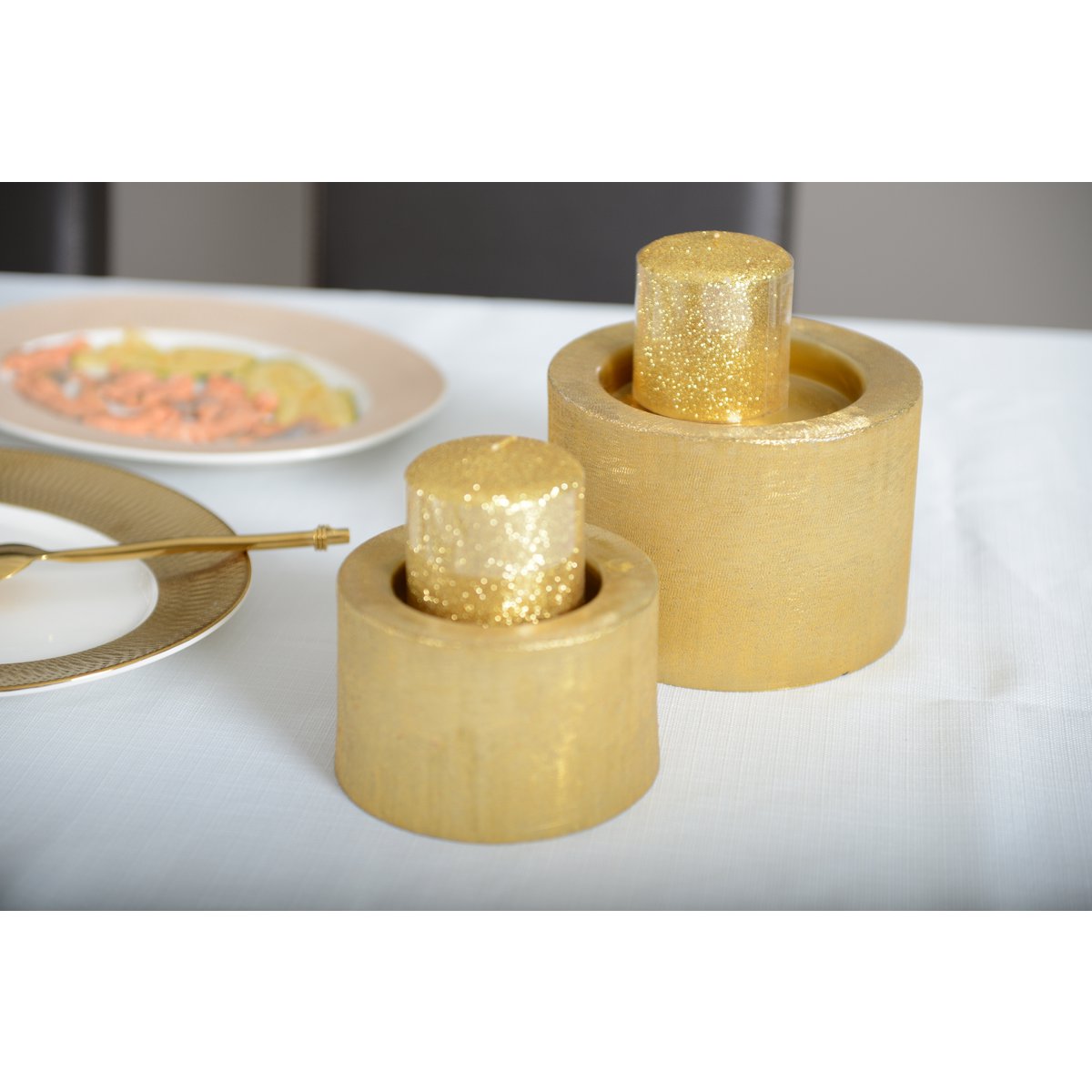 GOLD METAL CANDLE HOLDER D.16.5 CM H.11.5 CM