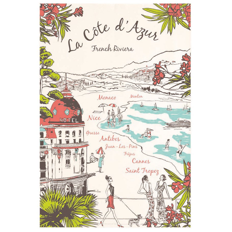 French Riviera tea towel