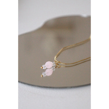 Moonstone and Rose Quartz Collier - Gold