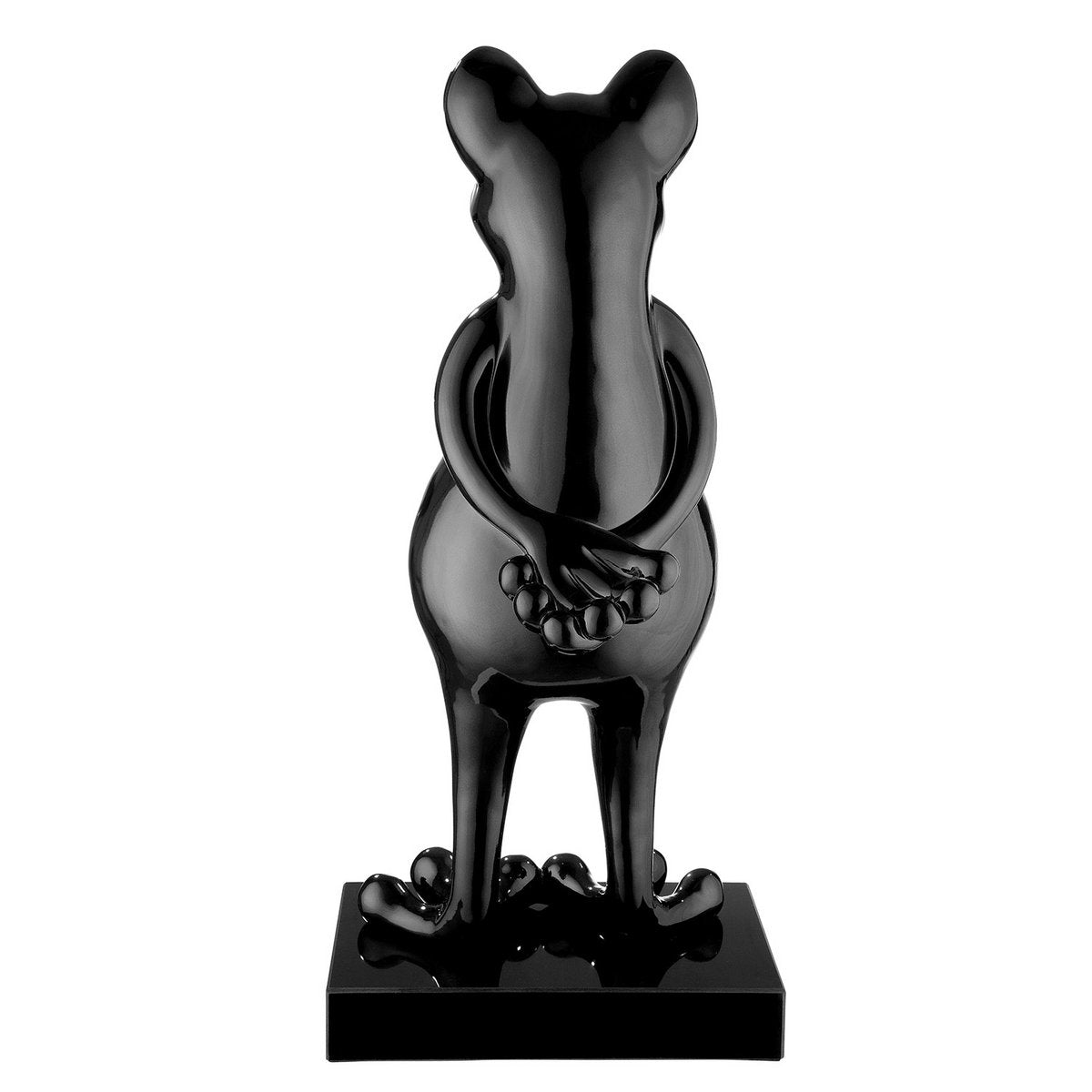 Poly sculpture frog "Frog" black metallic