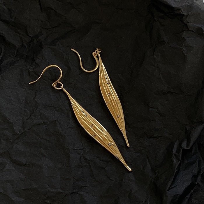 Subtle Dazzling Golden Leaf Earrings