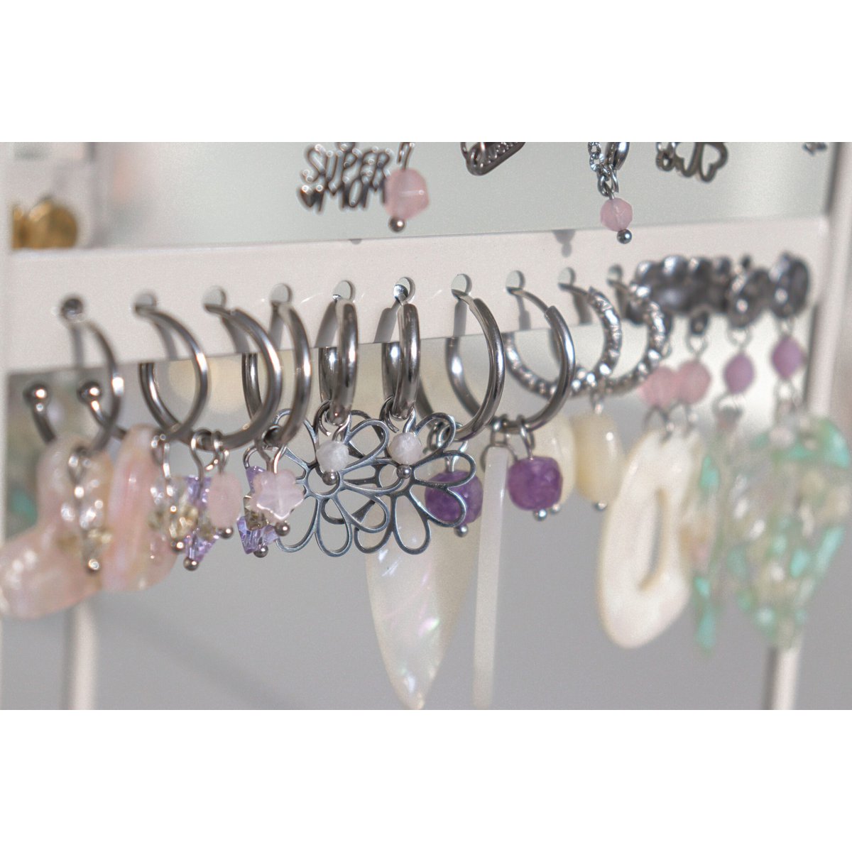 Flower & Moonstone Earrings - Silver