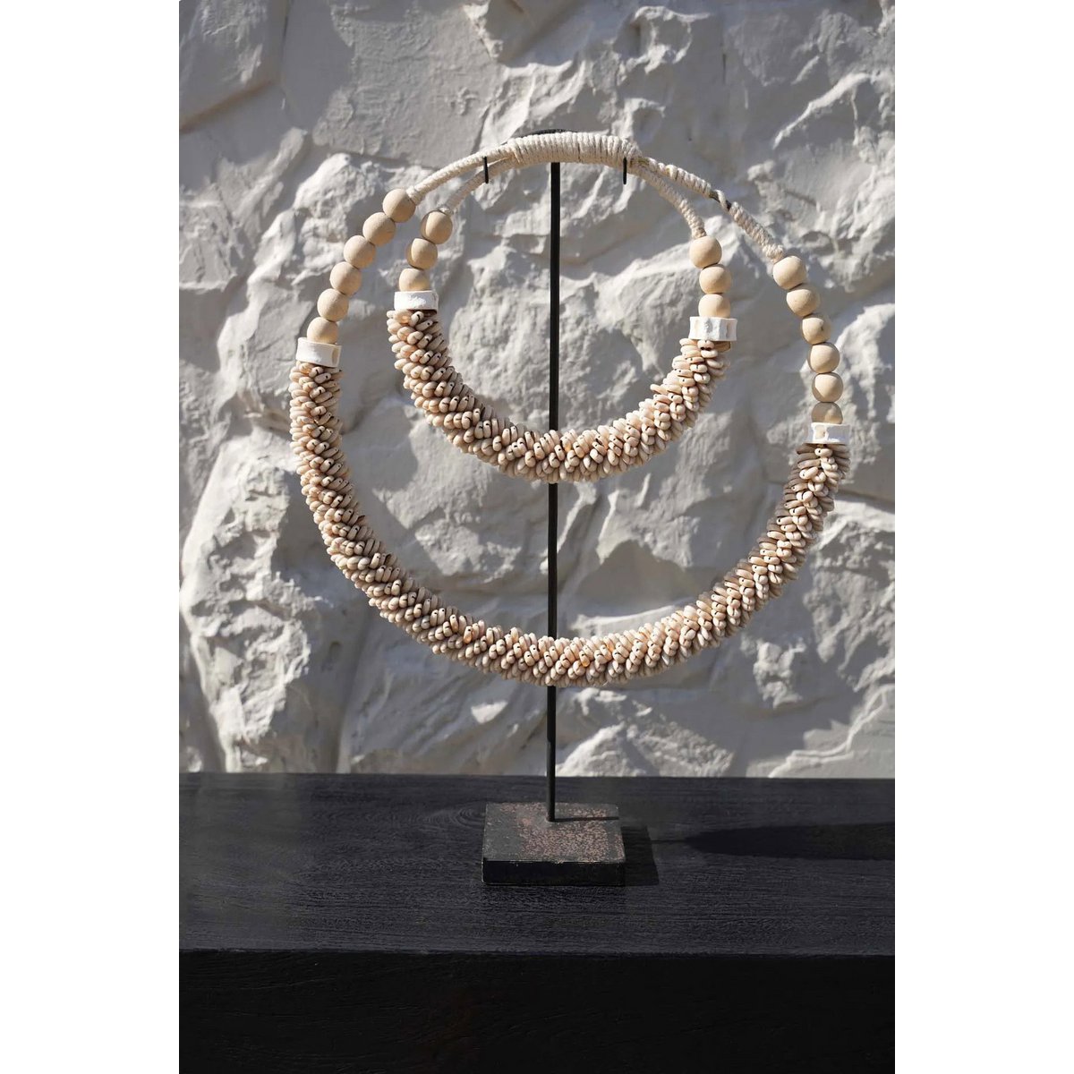 The Double Shell Necklace On Stand - Natural