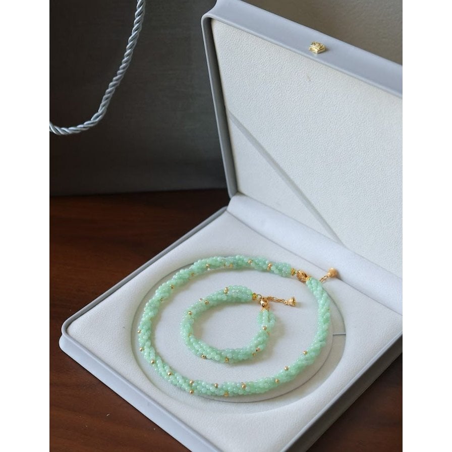 Lucky Jade Braided Necklace & Bracelet Set