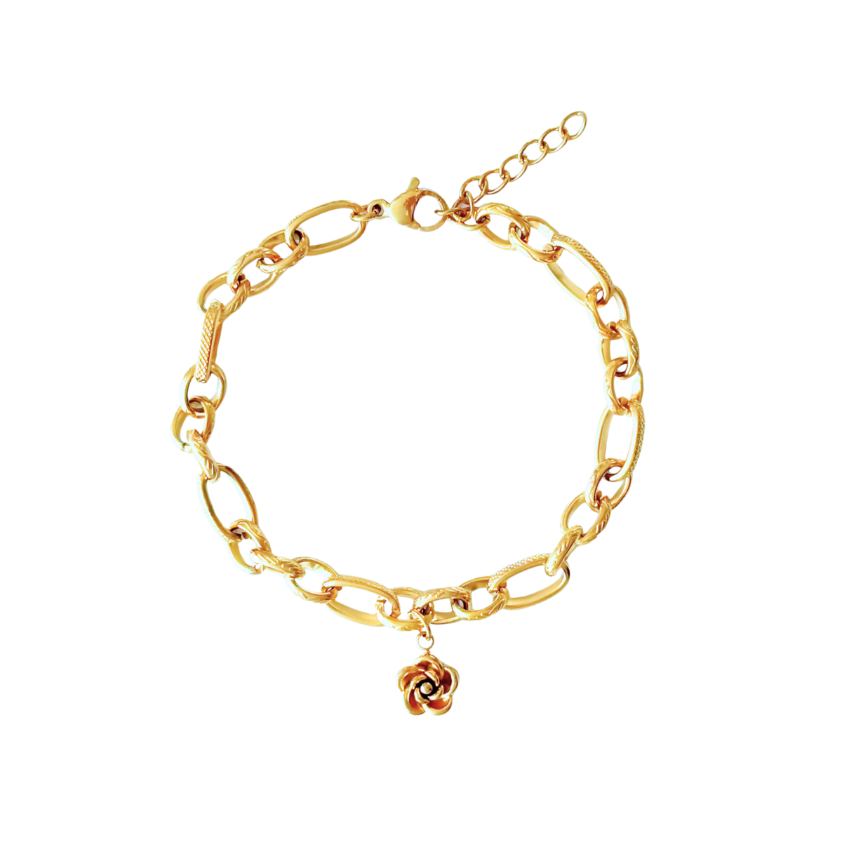 Curious Schakel & Flower Bracelet - Gold