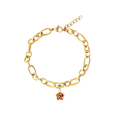 Curious Schakel & Flower Bracelet - Gold