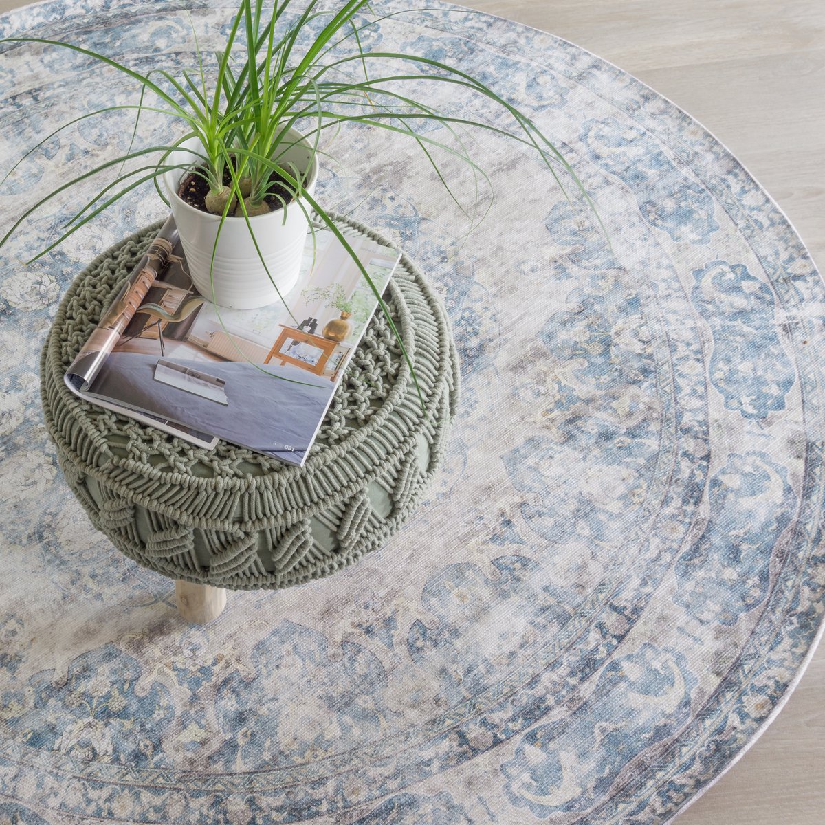 Rug Viola Round Blue ø120 cm