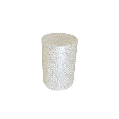 WHITE PEARL POUF 33X33X48CM