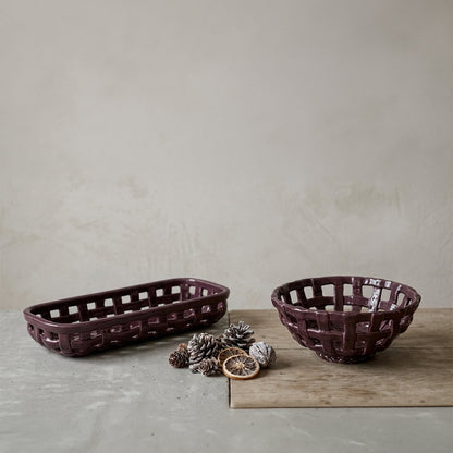 Burgundy fruit basket 32.1x11.1x8.8cm