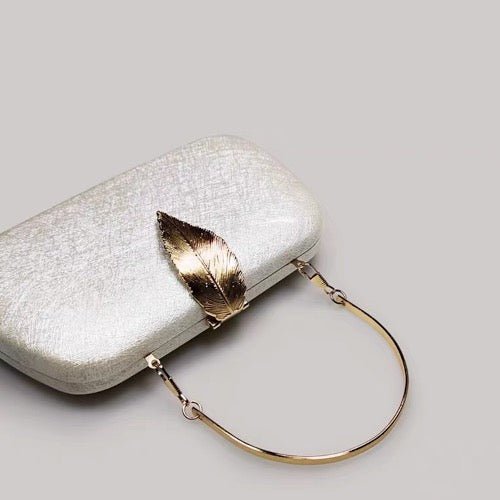 Gold Leaf Buckle Textured Wedding Clutch