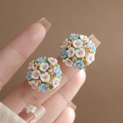 Blooming Rose Bouquet Ceramic Earrings