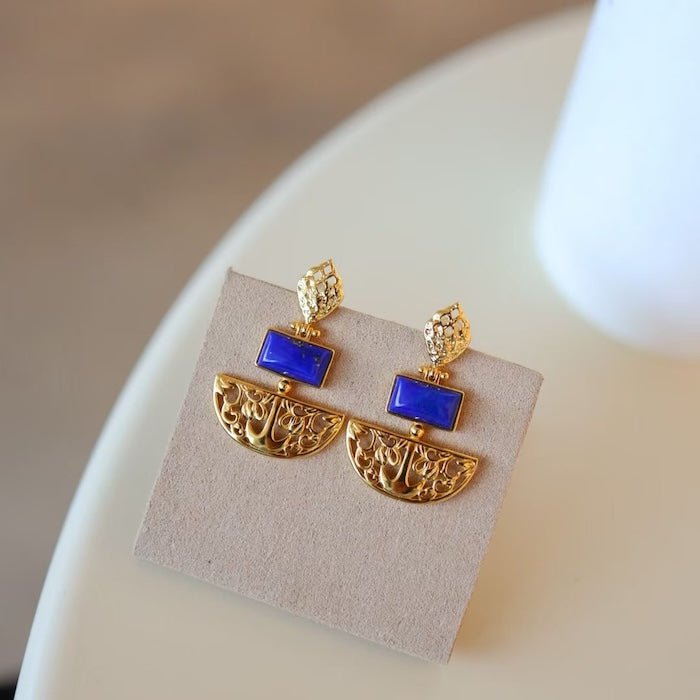 Royal Style Drop Earrings with Lapislazuli
