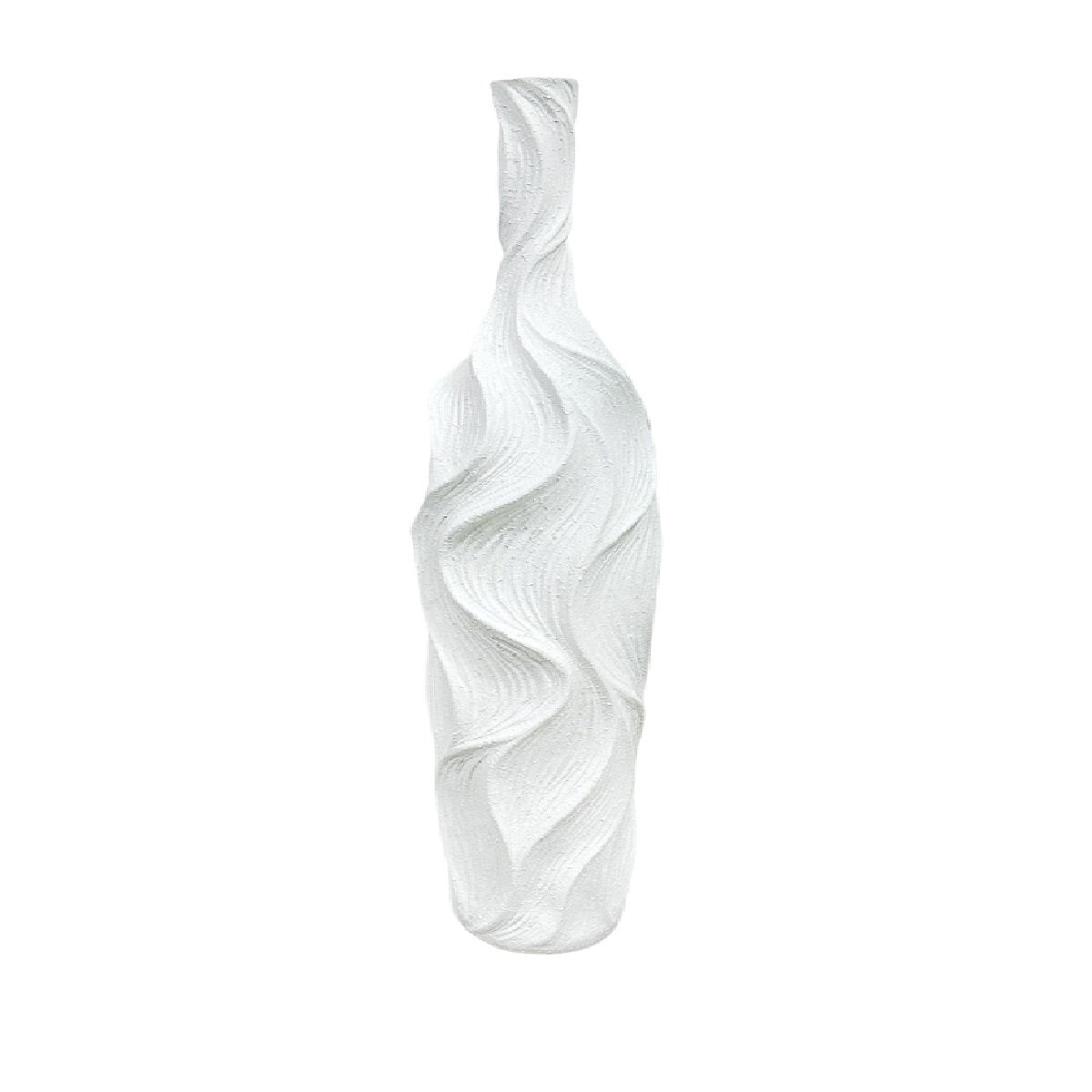Matt white vase in polyresin 18x18x89cm