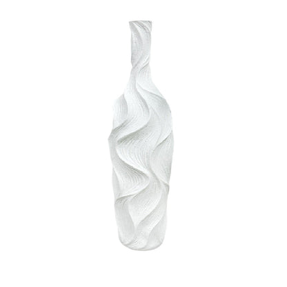 Matt white vase in polyresin 18x18x89cm