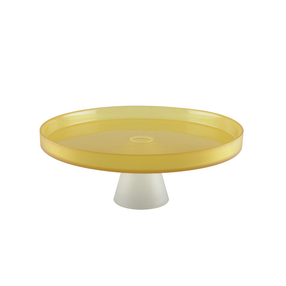 28cm white foot yellow tray - lemon