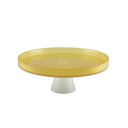 28cm white foot yellow tray - lemon