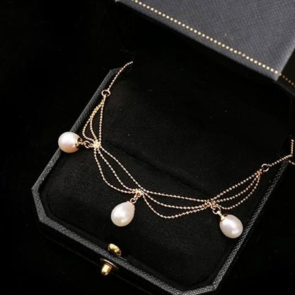 Lace Style Necklace with Genuine Freshwater Pearls