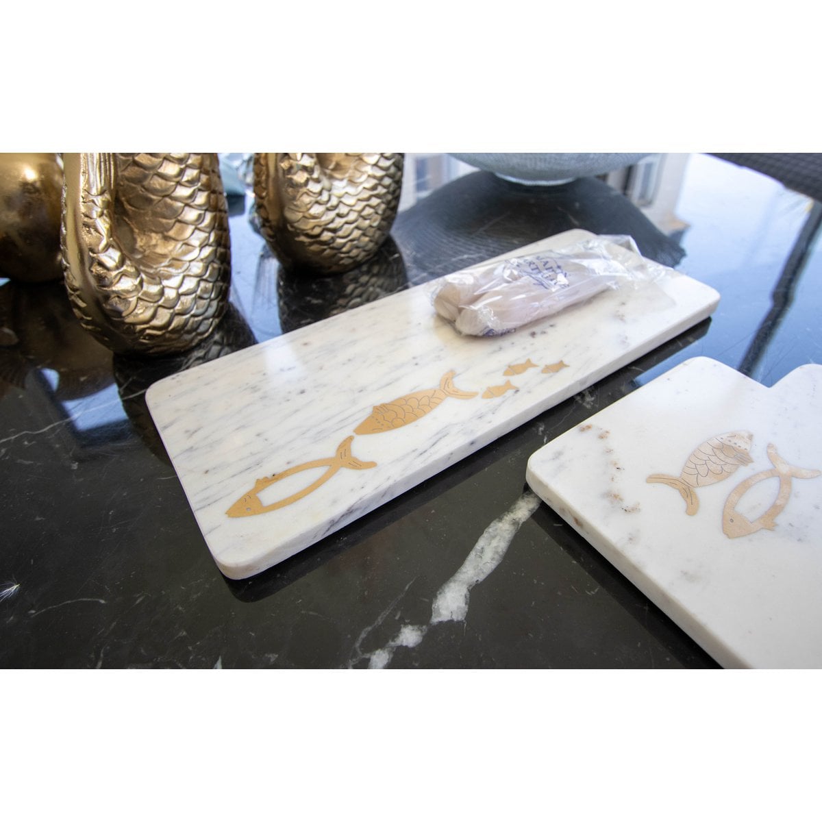 Golden fish marble cheese tray 40x15.5x1.5cm