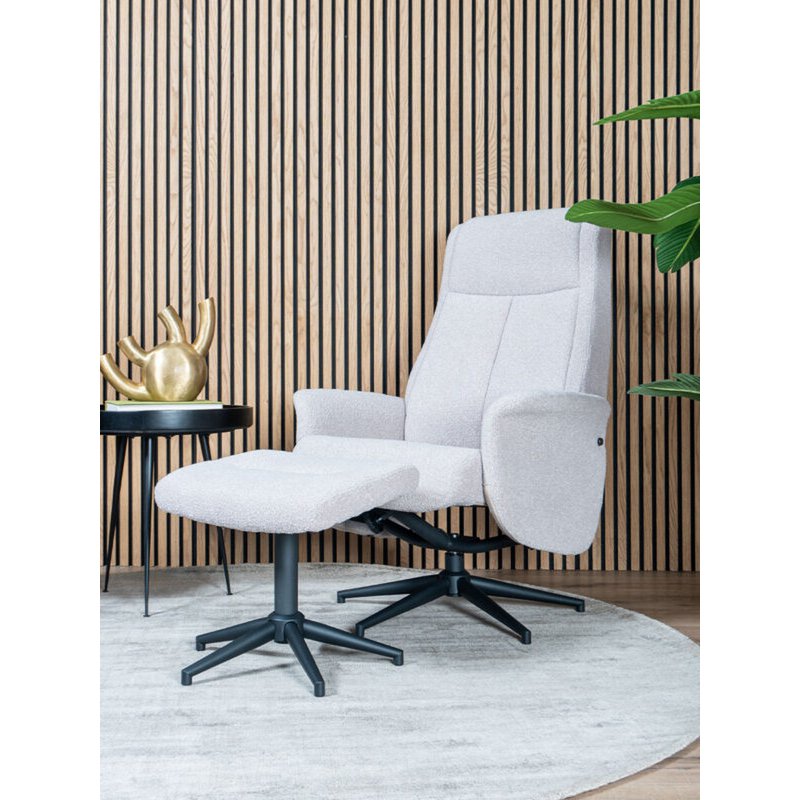 Relax armchair Bindy + Hocker – Bouclé – Natural