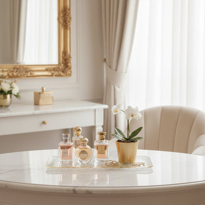 Rectangular gold edge glass tray 27x13x2cm