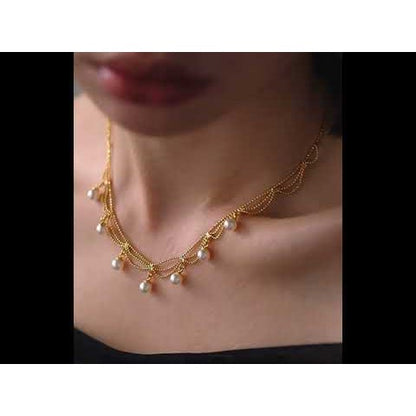 Lace Style Necklace with Genuine Freshwater Pearls