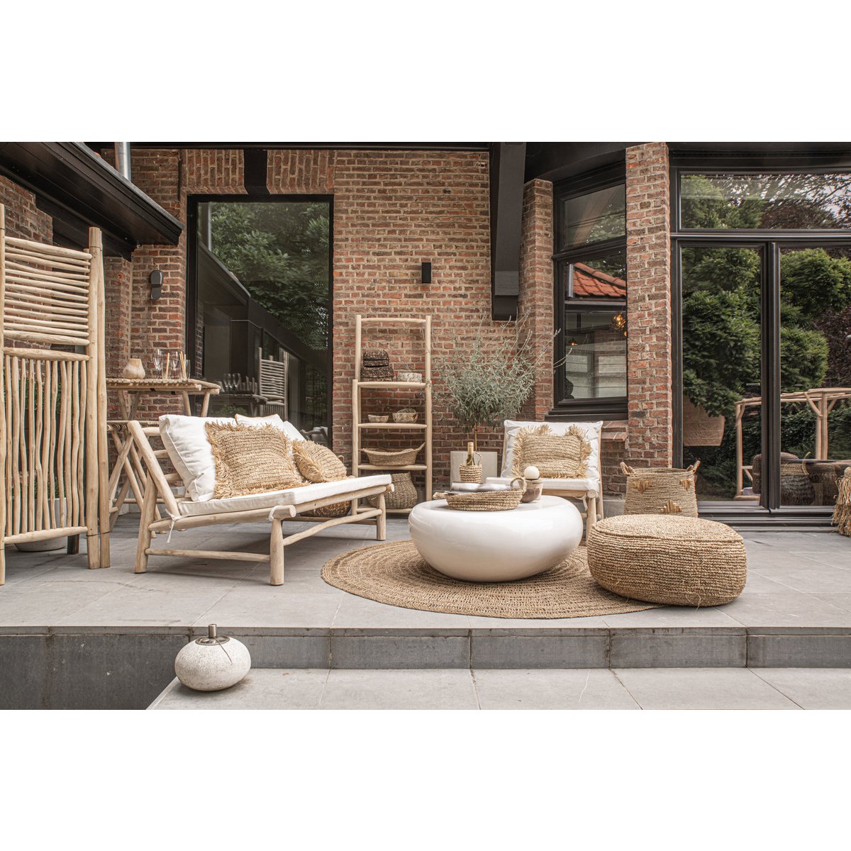 The Raffia Flores Pouffe - Natural