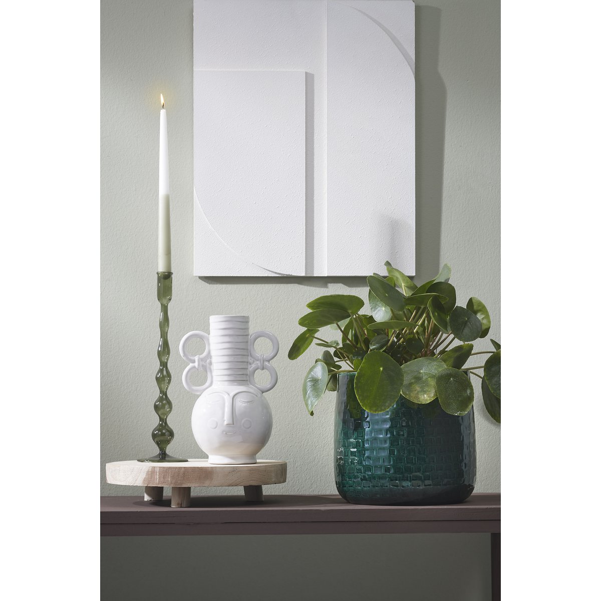 Dinner candle Dip-dye Light gray