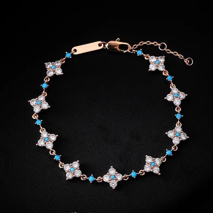 Turquoise Clover Sparkle Bracelet
